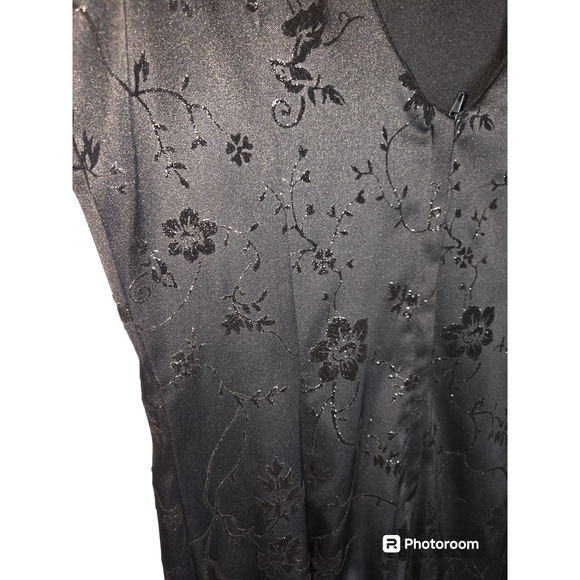 90's Y2K Byer too! Black Floral Whimsey Goth Vampire Formal Dress VTG Sz 11 - Picture 6 of 7